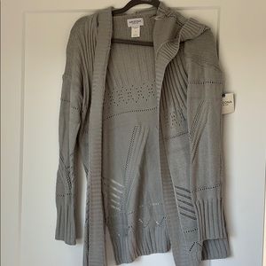 Gray cardigan with hood